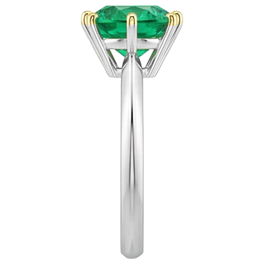 Smeraldo Fine Anello con Pietra Preziosa 2,50 carati Oro Bicolore 14K – vista dall'alto