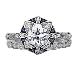 Brillante Anello Halo – Zaffiro Blu Fiordaliso 2 carati |