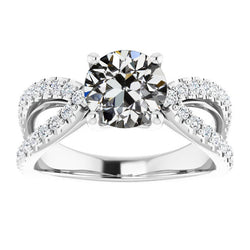 3,50 carati Diamante Anello Solitario con Accenti in Oro Bianco