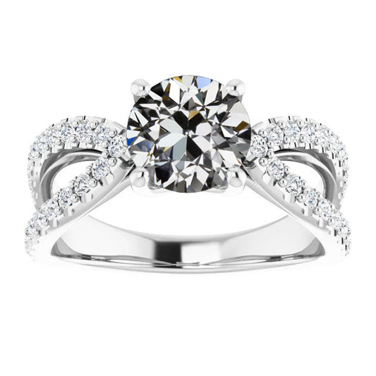 Cuscino Antico Diamante anello in Oro Bianco 14K – vista principale