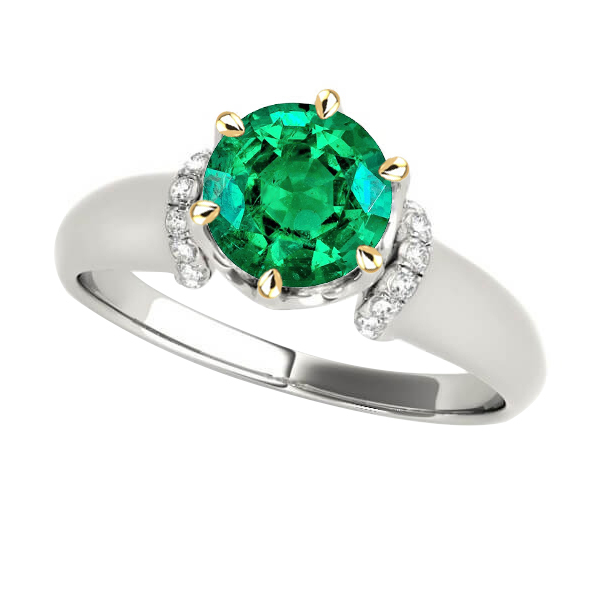 Smeraldo Fine Anello con Gemma 2 carati Oro Bicolore 14K – vista principale