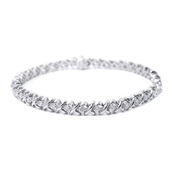 X Style 6.60 Ct Taglio Rotondo Vero Diamanti Bracciale Tennis Oro 14K Jewelry