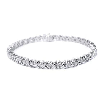 X Style 6.60 Ct Taglio Rotondo Vero Diamanti Bracciale Tennis Oro 14K Jewelry