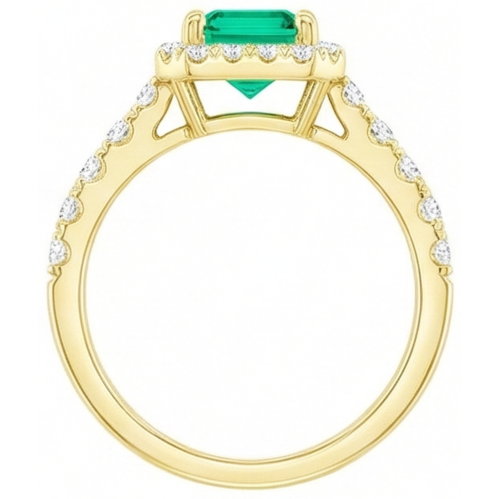 Smeraldo Fine Anello con Gemma 2,50 carati Oro Giallo 14K – vista profilo