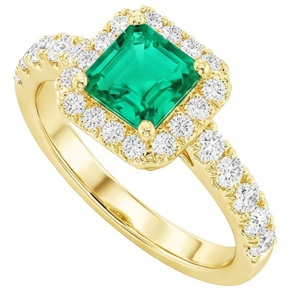 Anello con Gemma Oro Giallo 14K con Smeraldo Fine – vista dall'alto
