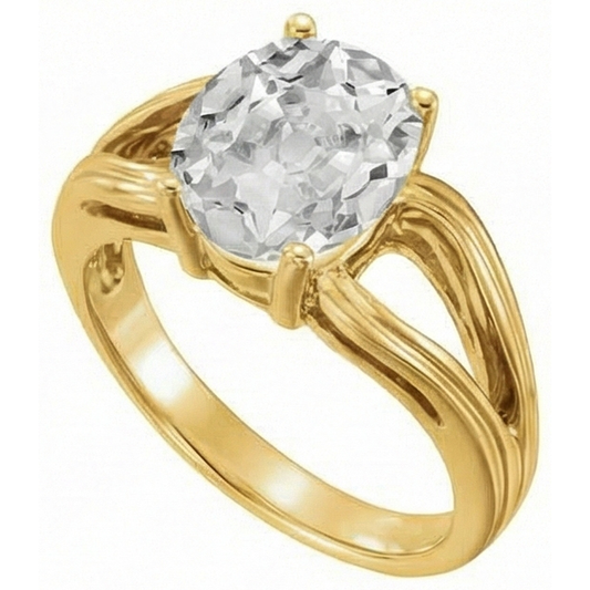 Diamante Anello Monopietra 5 carati Oro Giallo 14K – vista frontale