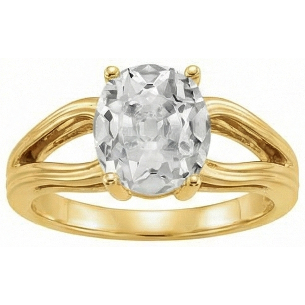 Diamante Taglio Old Mine Anello Monopietra in Oro Giallo 14K – vista laterale
