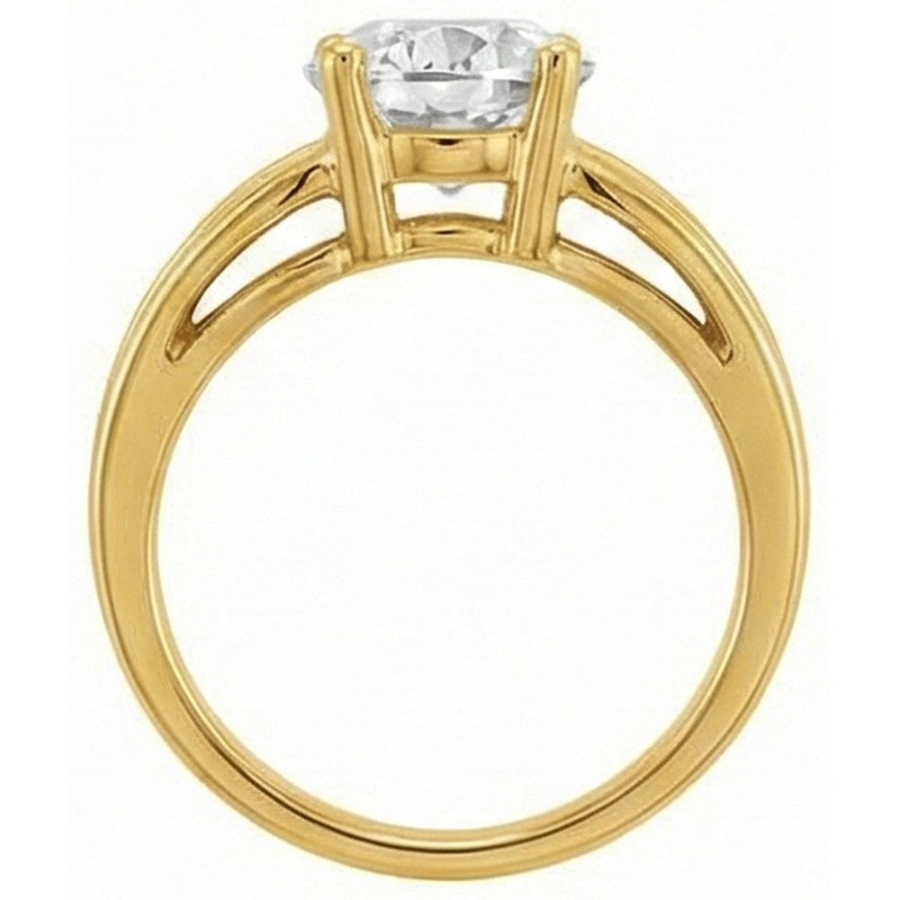 Anello Monopietra Oro Giallo 14K con Diamante – vista angolare