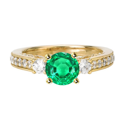 Smeraldo Fine Anello con Gemma – Oro Giallo 14K 2 carati