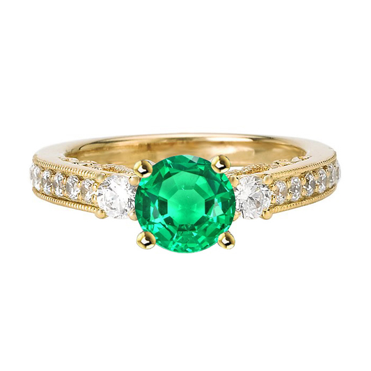 Anello con Gemma Oro Giallo 14K con Smeraldo Fine – vista principale
