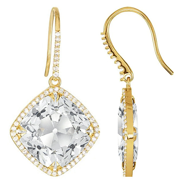 Diamante Fine Orecchini Pendenti 11,50 carati Oro Giallo 14K – vista frontale