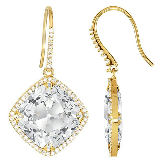 Diamante Fine Orecchini Pendenti 11,50 carati Oro Giallo 14K – vista frontale