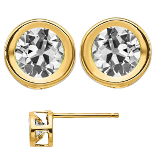 Cuscino Antico Diamante Fine anello in Oro Giallo 14K – vista principale