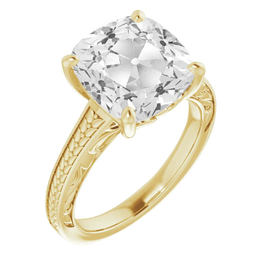 Cuscino Diamante anello in Oro Giallo 14K – vista principale