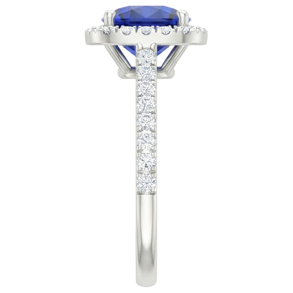 Zaffiro 2,45 carati e diamanti con anello in oro bianco 14K con Ceylon