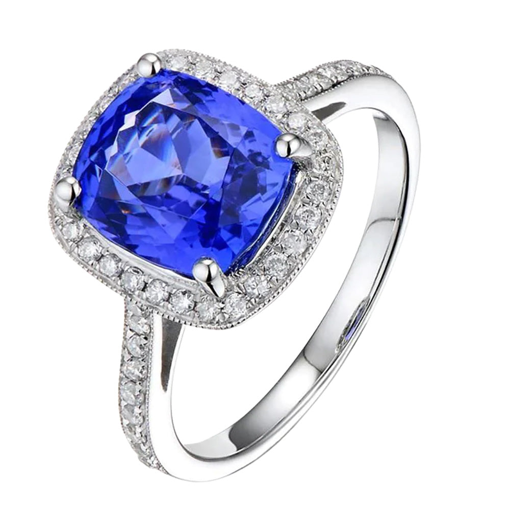 Zaffiro Anello Taglio Cuscino