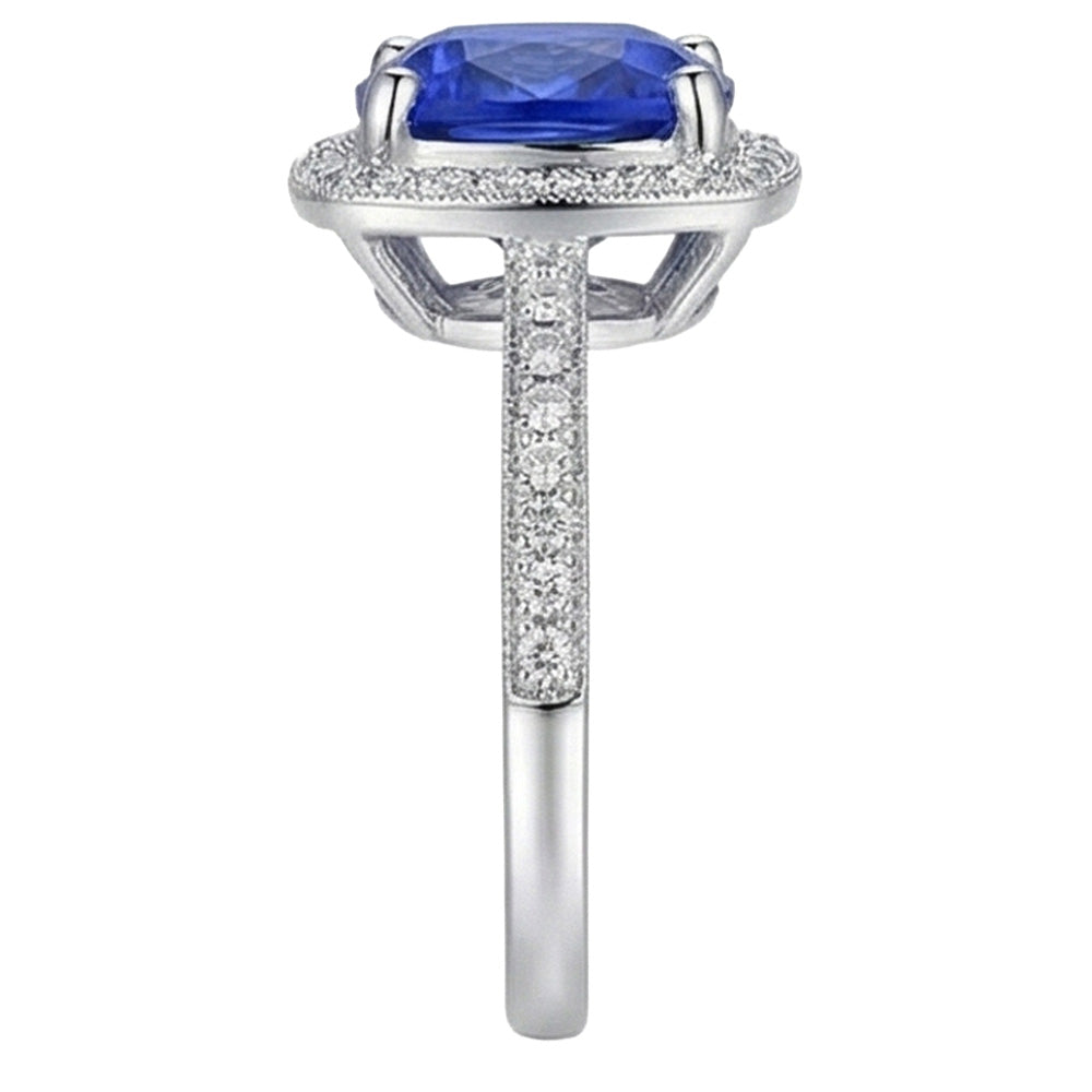 Zaffiro Anello Taglio Cuscino