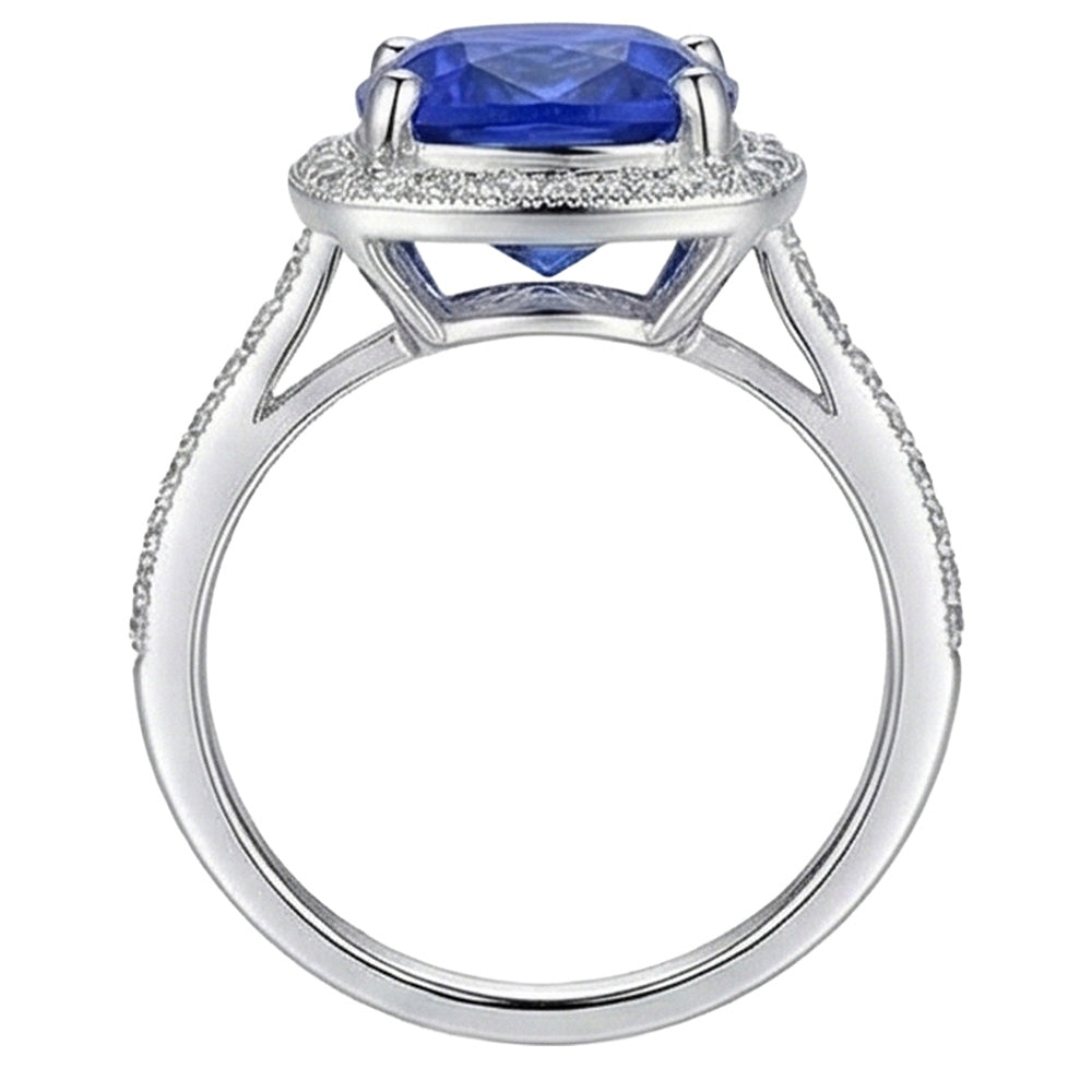 Zaffiro Anello Taglio Cuscino