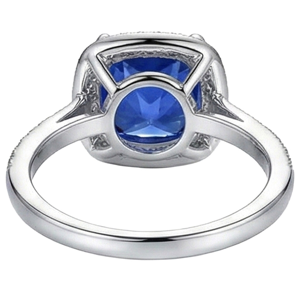 Zaffiro Anello Taglio Cuscino