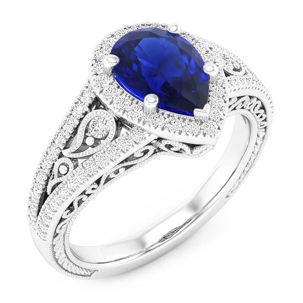 Zaffiro Blu Antico Anello con Pietra Preziosa – 3 carati in Oro