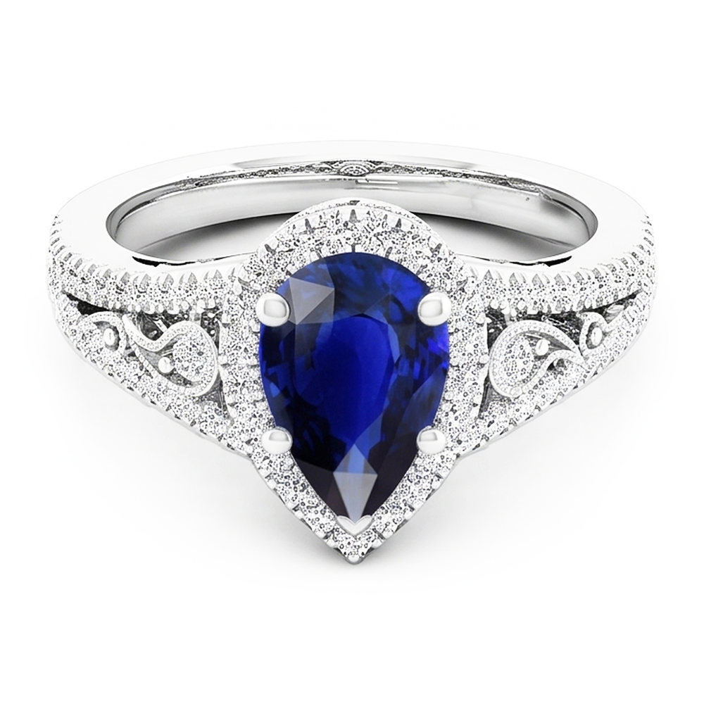 Zaffiro Blu Antico Anello con Pietra Preziosa – 3 carati in Oro