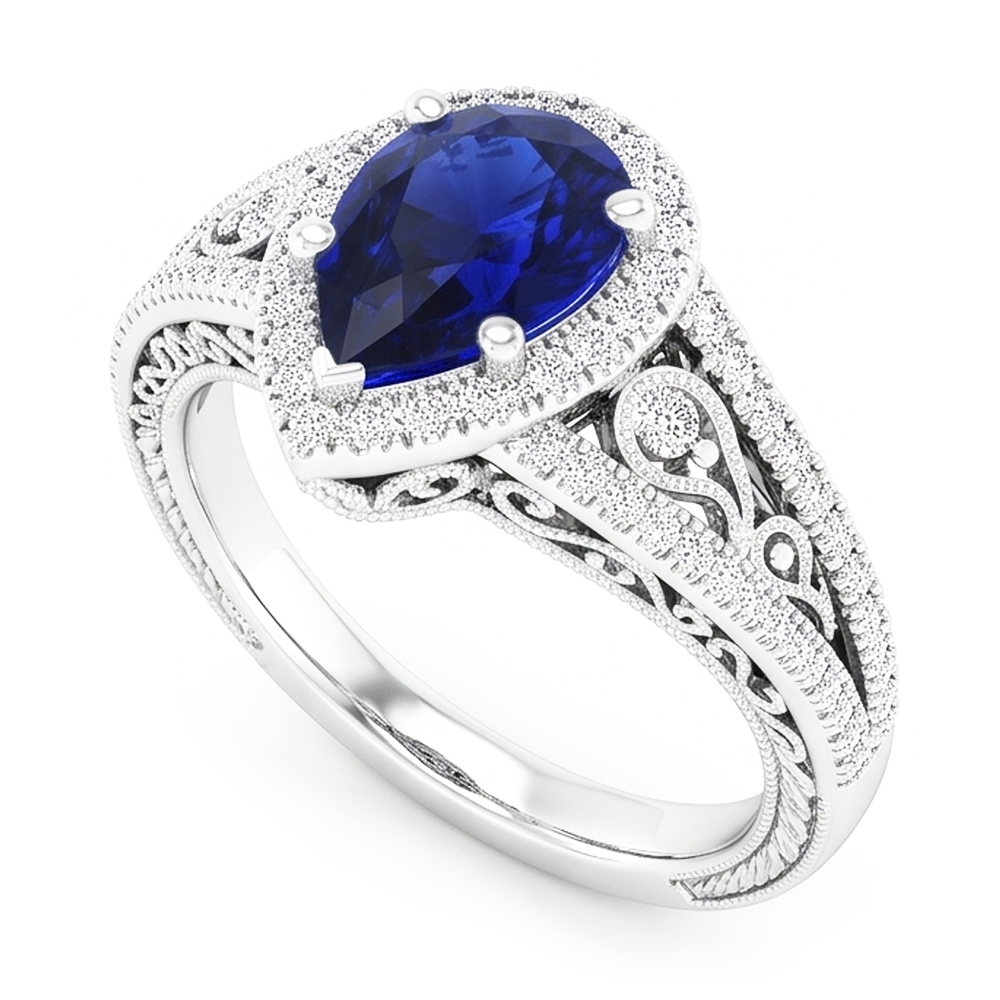 Zaffiro Blu Antico Anello con Pietra Preziosa – 3 carati in Oro