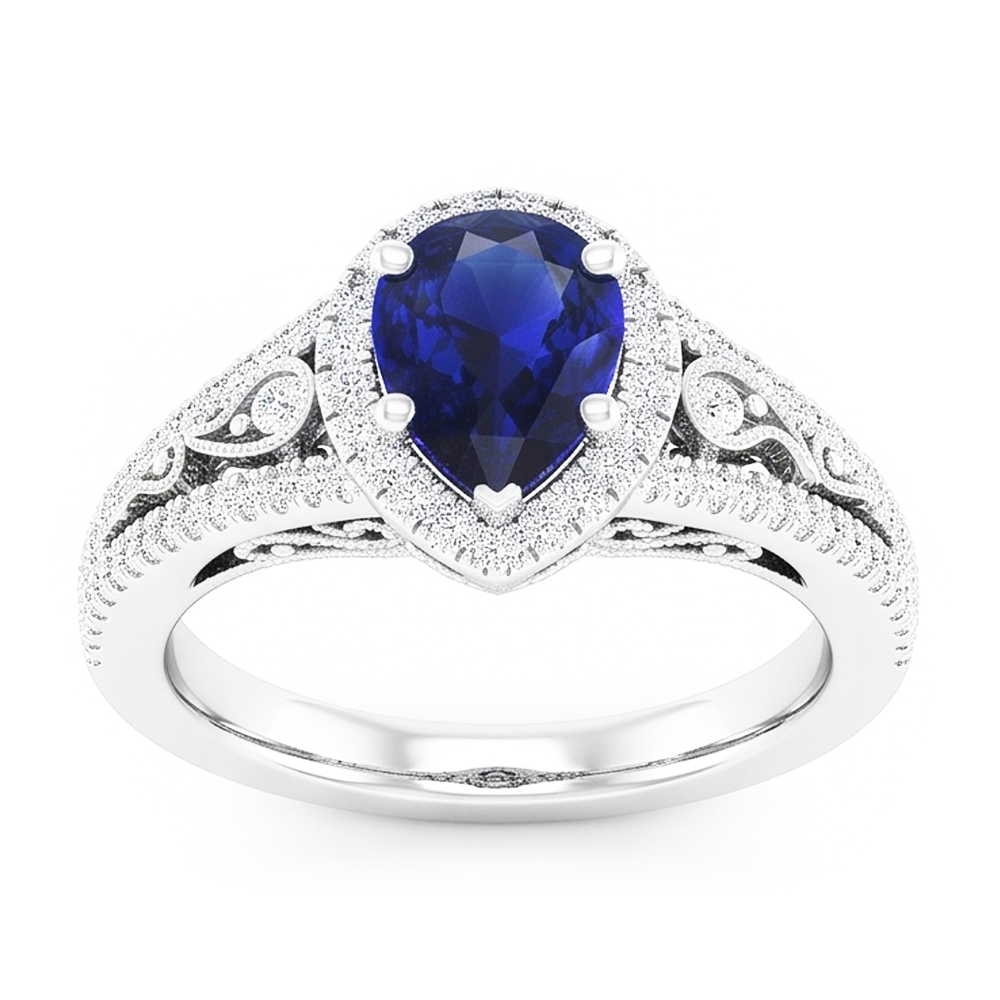 Zaffiro Blu Antico Anello con Pietra Preziosa – 3 carati in Oro