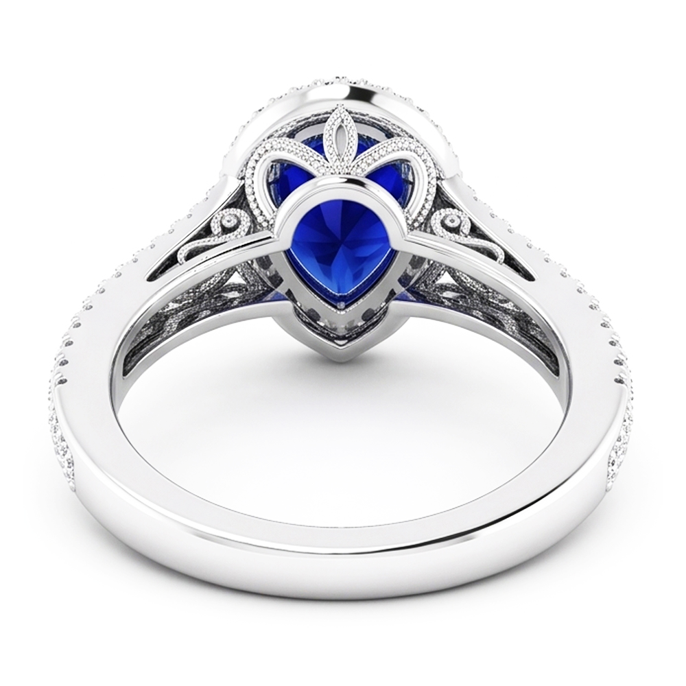 Zaffiro Blu Antico Anello con Pietra Preziosa – 3 carati in Oro