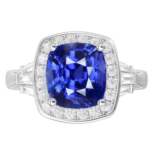 Zaffiro Blu E Anello Di Diamanti Naturali Autentici ( non creati in laboratorio )