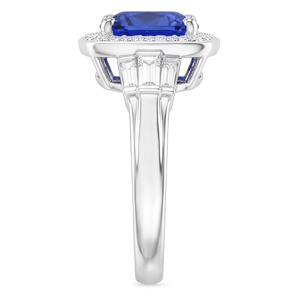 Zaffiro Blu E Anello Di Diamanti Naturali Autentici ( non creati in laboratorio )