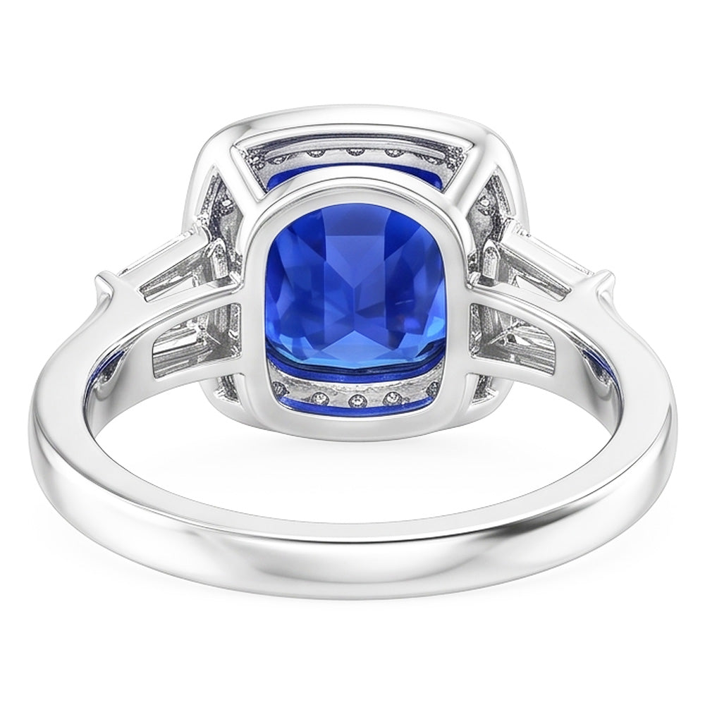 Zaffiro Blu E Anello Di Diamanti Naturali Autentici ( non creati in laboratorio )