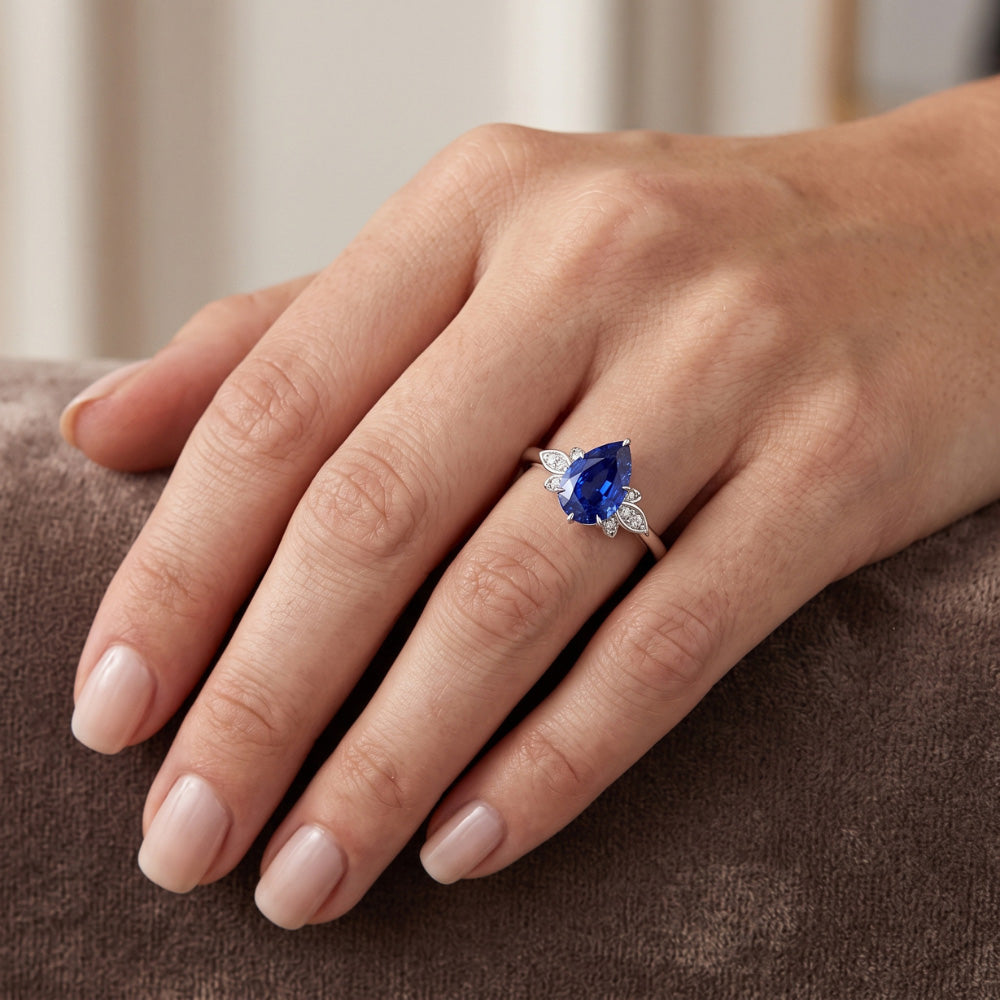 Zaffiro Blu Fiordaliso Anello Pietra Colorata 2 carati – Oro