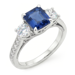 Zaffiro Blu Fiordaliso Anello con Gemma – Oro Bianco 14K 5 carati