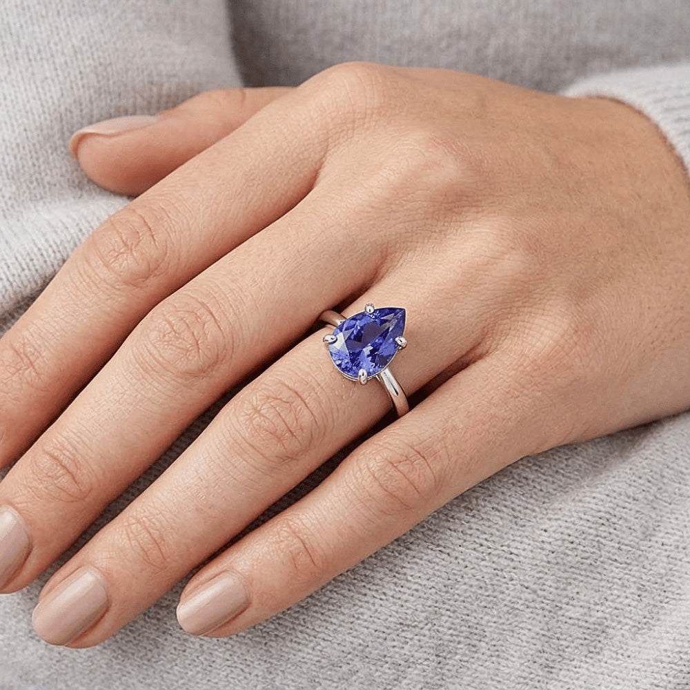 Zaffiro Blu Fiordaliso Anello con Pietra Preziosa 3 carati – Oro