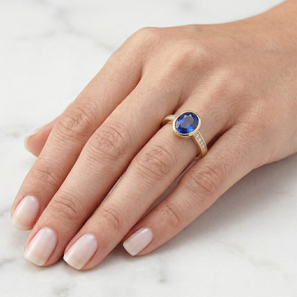 Zaffiro Blu Fiordaliso VVS Anello Pietra Colorata 2,5 carati in