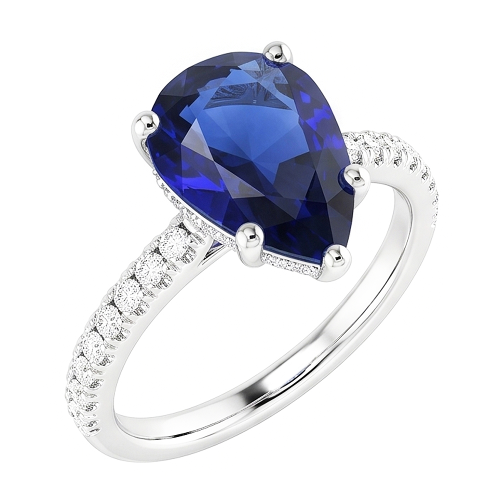 Zaffiro Blu Reale Anello Pietra Colorata di lusso – 2 carati Oro