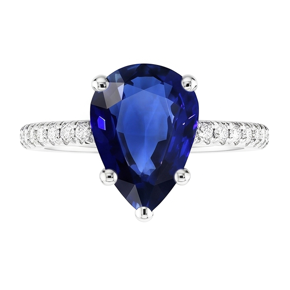 Zaffiro Blu Reale Anello Pietra Colorata di lusso – 2 carati Oro