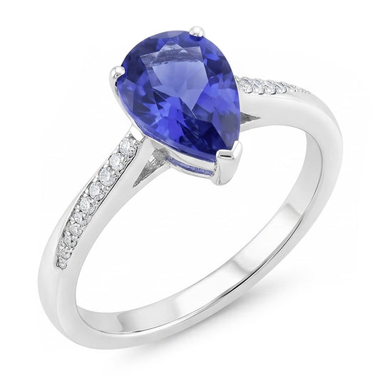 Zaffiro Blu Reale Anello con Gemma 1,50 carati – Oro Bianco 14K