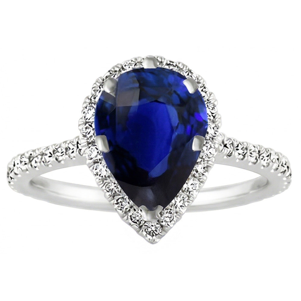 Zaffiro Blu Reale Anello con Gemma – Oro 14 Carati Bianco 2