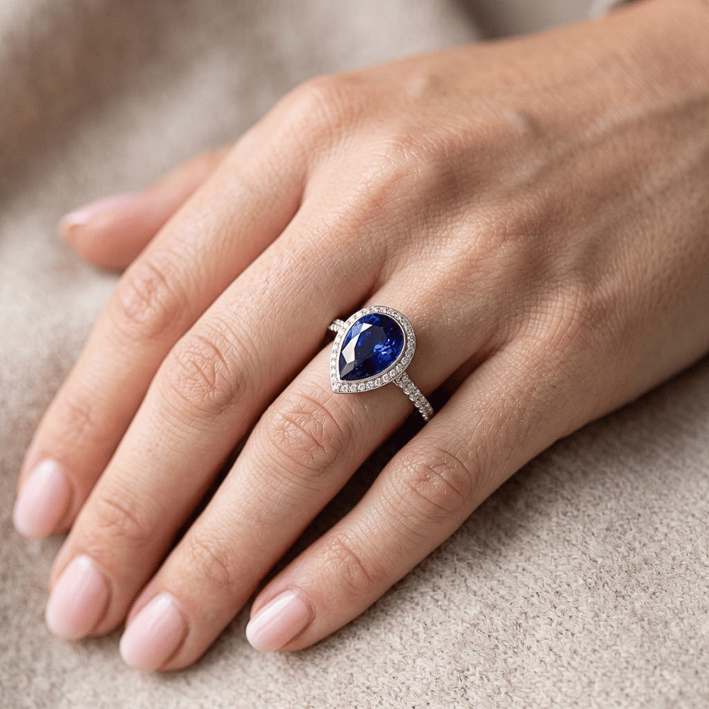 Zaffiro Blu Reale Anello con Pietra Preziosa fatto a mano 3,50