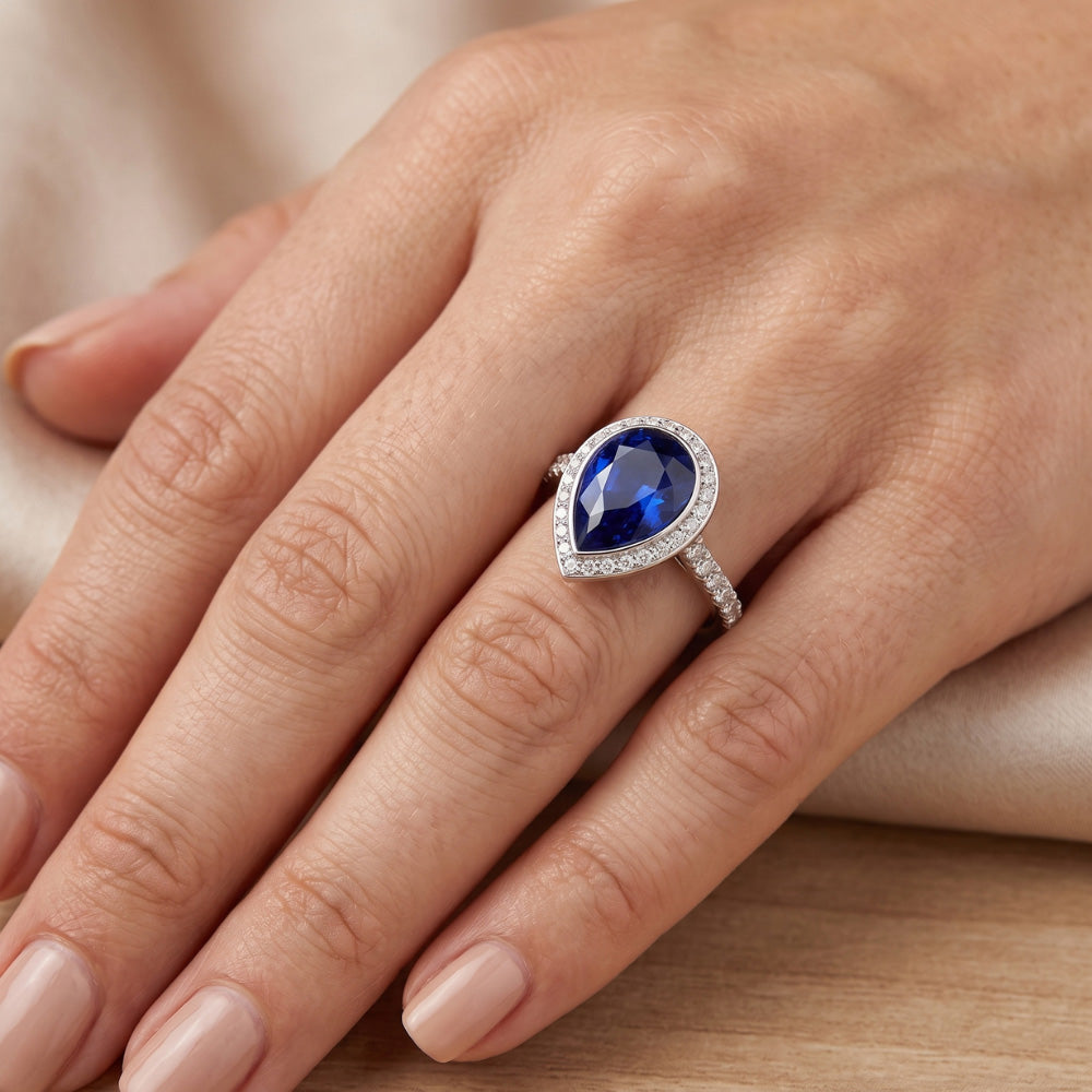 Zaffiro Blu Reale Anello con Pietra Preziosa fatto a mano 3,50