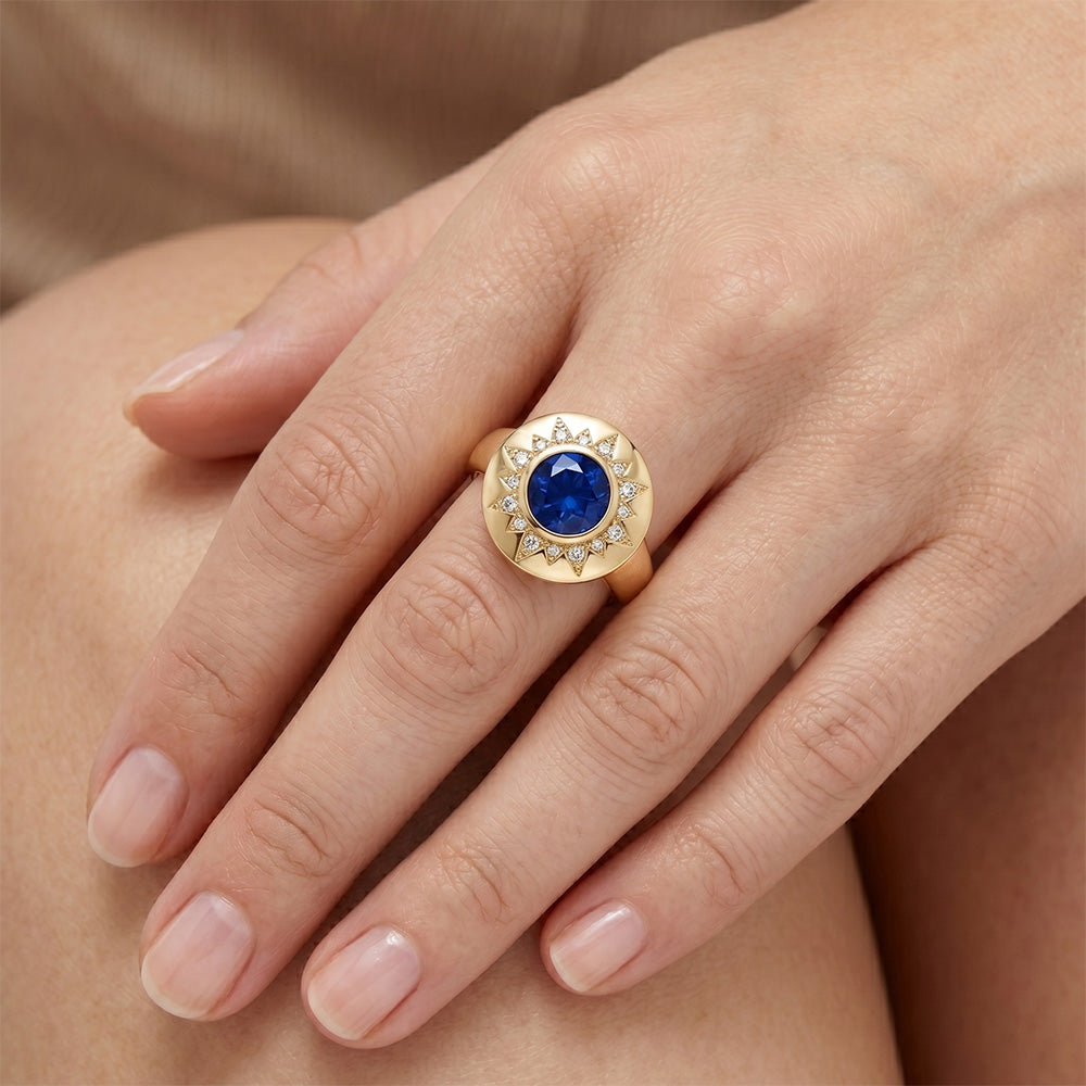 Zaffiro Blu Reale Purezza VVS Anello con Gemma 1,5 carati in Oro