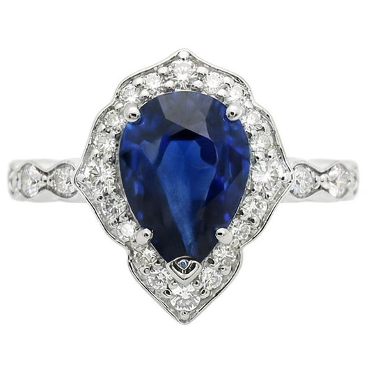 Zaffiro Blu Reale Vintage Anello con Gemma – 1,50 carati in Oro