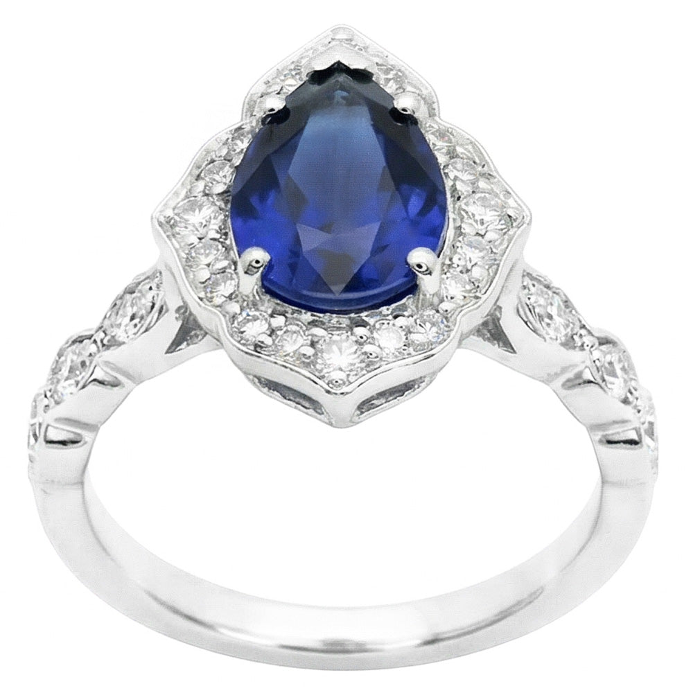 Zaffiro Blu Reale Vintage Anello con Gemma – 1,50 carati in Oro