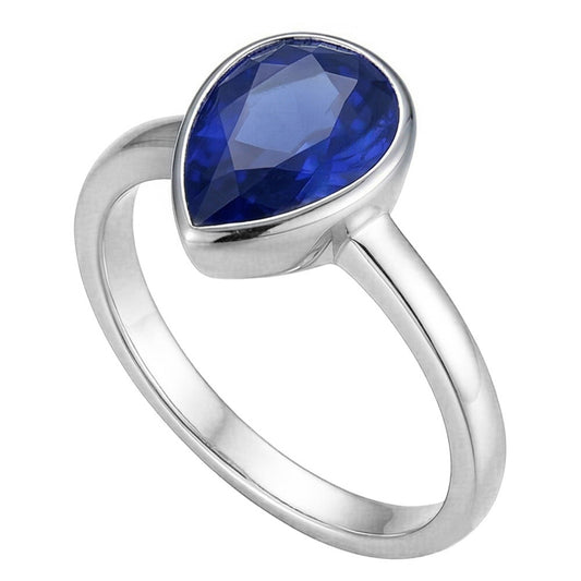 Zaffiro Blu Reale taglio Taglio a Pera Anello con Pietra
