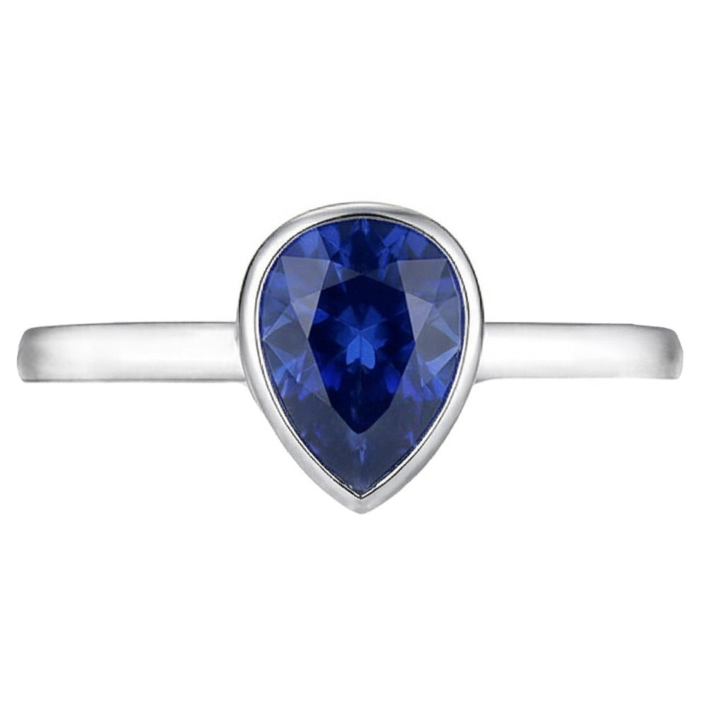 Zaffiro Blu Reale taglio Taglio a Pera Anello con Pietra