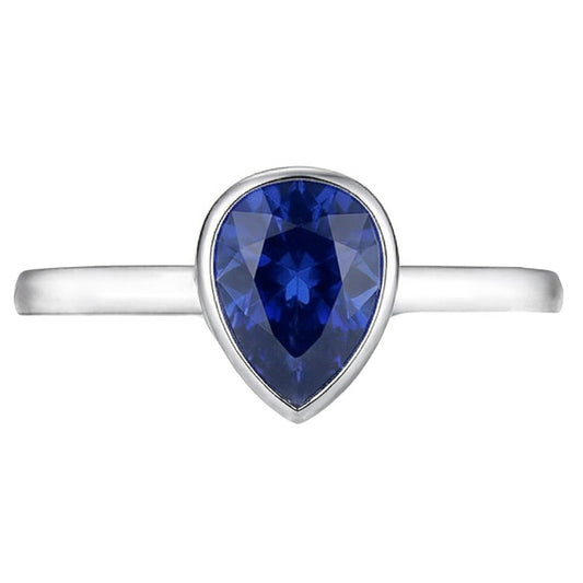 Zaffiro Blu Reale taglio Taglio a Pera Anello con Pietra