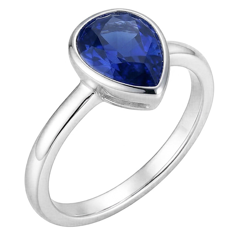 Zaffiro Blu Reale taglio Taglio a Pera Anello con Pietra