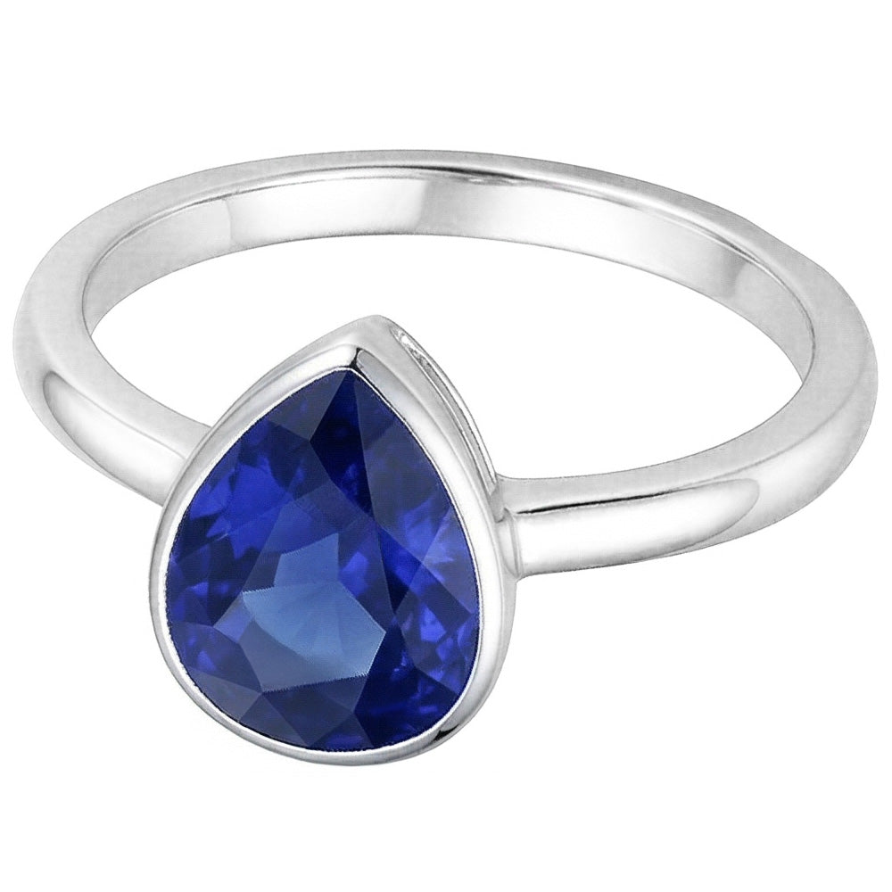 Zaffiro Blu Reale taglio Taglio a Pera Anello con Pietra