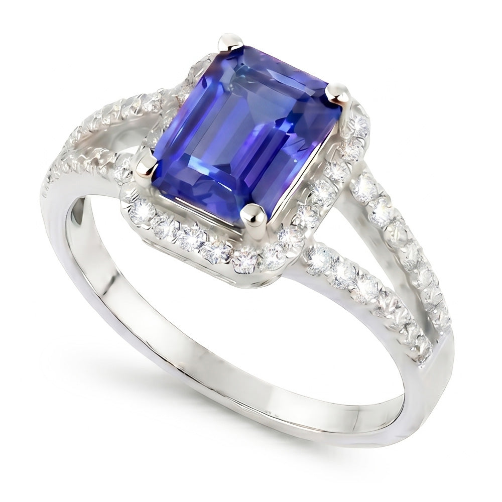 Zaffiro E Anello Di Diamanti Naturali Autentici ( non creati in laboratorio )